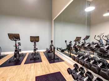 Complete fitness center with peloton ® bikes and trx bands